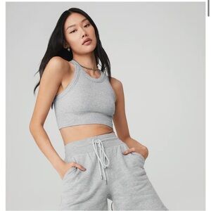 ALO Seamless Delight High Neck Bra in Athletic Heater Grey